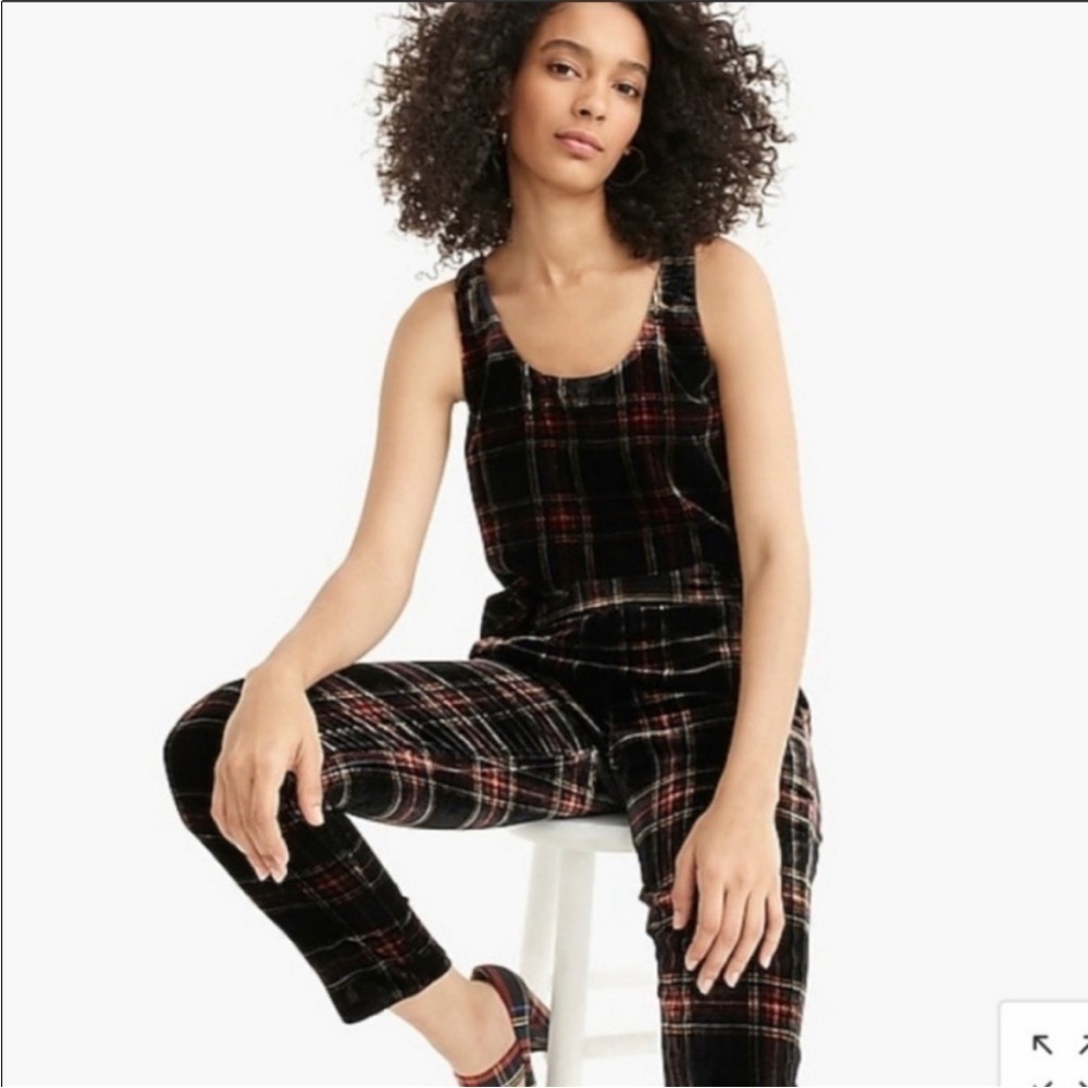 NWT J. Crew Velvet Tank Top Stewart Tartan plaid women’s holidays party lined - Picture 2 of 12